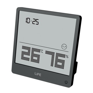 Digital indoor thermometer and hygrometer, with silver-colored aluminum frame