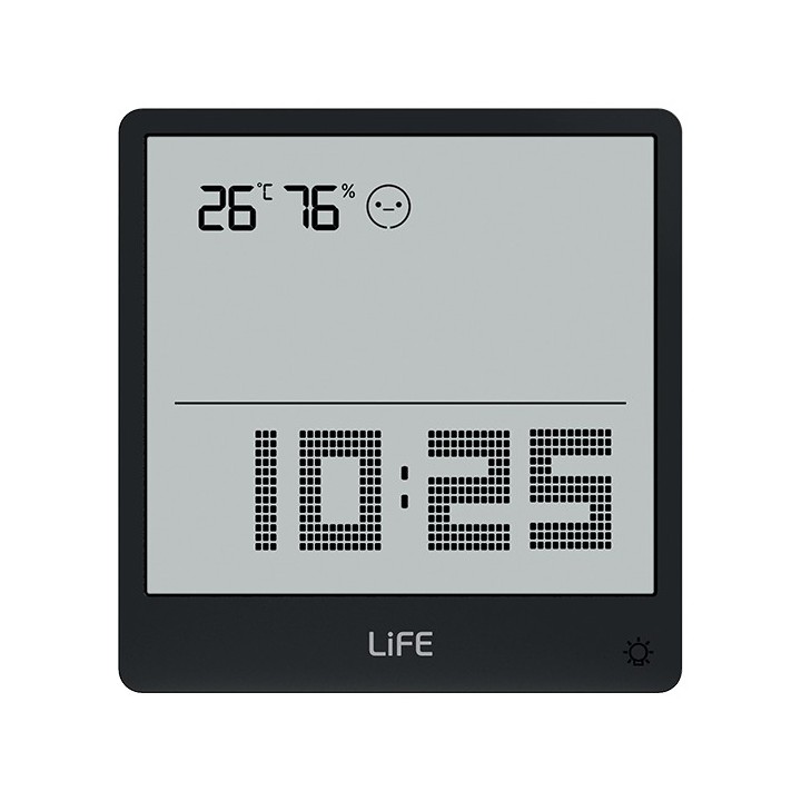 Digital indoor thermometer and hygrometer, with silver-colored aluminum frame