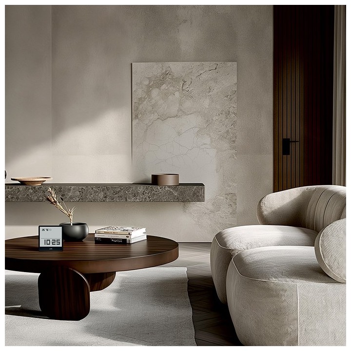 Digital indoor thermometer and hygrometer, with silver-colored aluminum frame