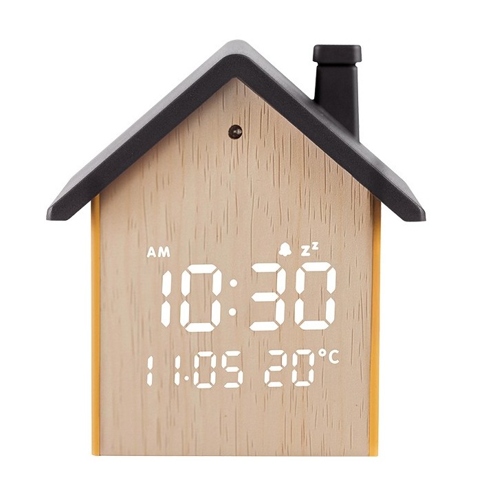 Digital indoor thermometer and hygrometer, with silver-colored aluminum frame