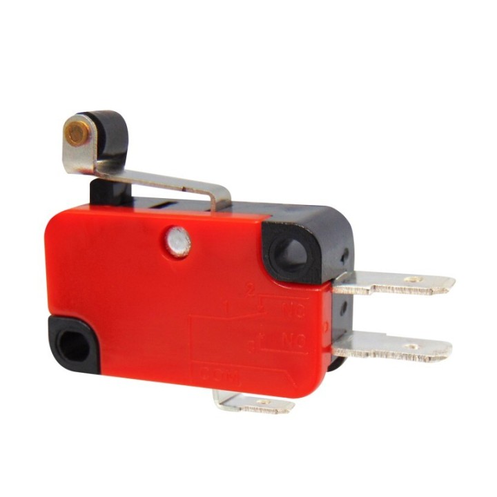 3-contact ON-OFF microswitch with NC-NO contacts and short blade with wheel for GENERAL PURPOSE devices