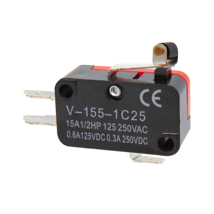 3-contact ON-OFF microswitch with NC-NO contacts and short blade with wheel for GENERAL PURPOSE devices