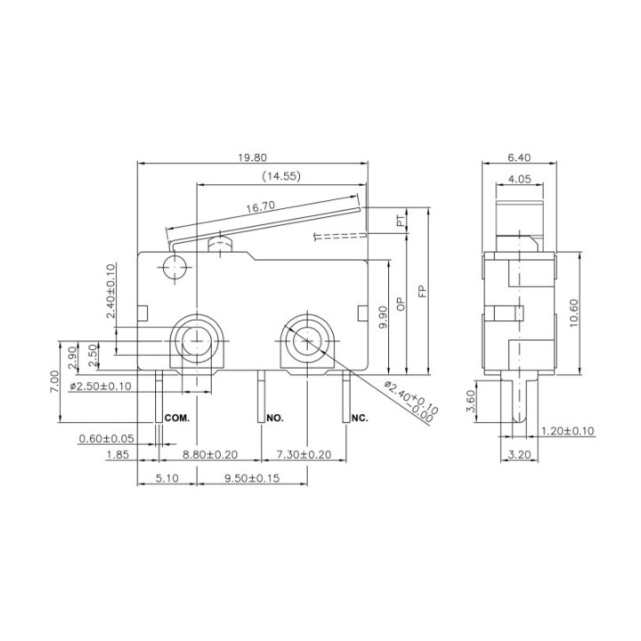3-contact ON-OFF microswitch button for GENERAL PURPOSE devices