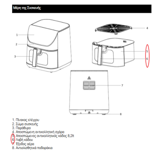 copy of Κάδος κομπλέ φριτέζας αέρος Digital 7 Lt IZ-8207 IZZY original