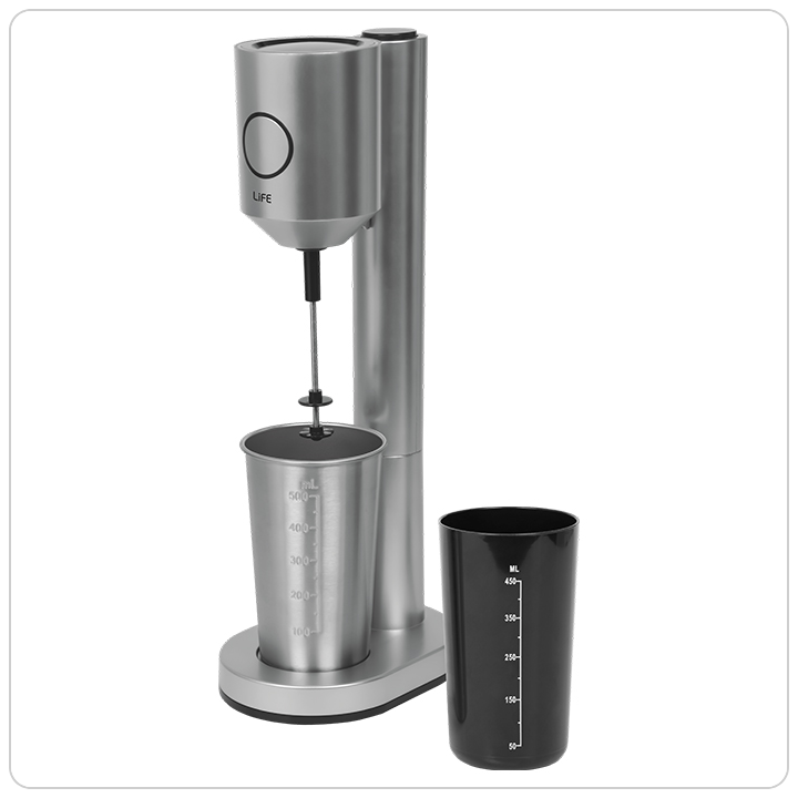 Frappé maker with 1 stainless steel + 1 plastic cup and push button, 100W.