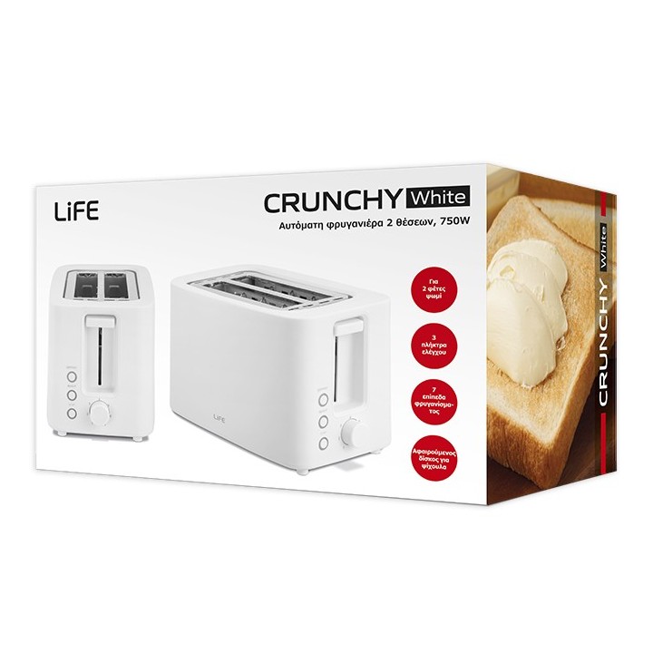 LIFE Αυτόματη φρυγανιέρα, 750W CRISPY BLACK | ploutarxoselectronics.gr