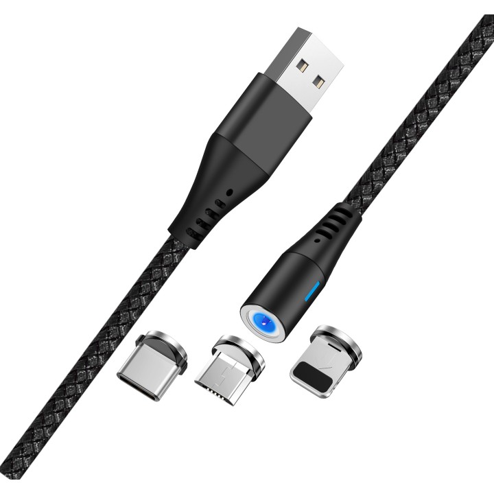 Magnetic and rotating 1m USB charging and data transfer cable