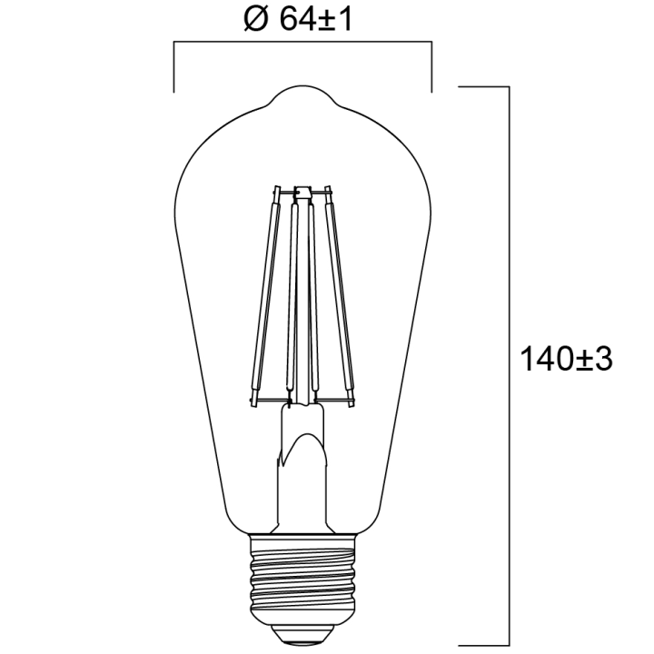 LED Filament Bulb Transparent 11W ST64 E27 3000K DIMMABLE EUROLAMP