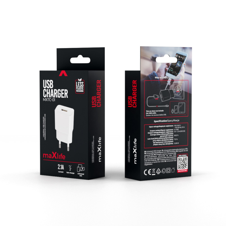 Universal USB 2.1A dual charger in white color GENERAL USE