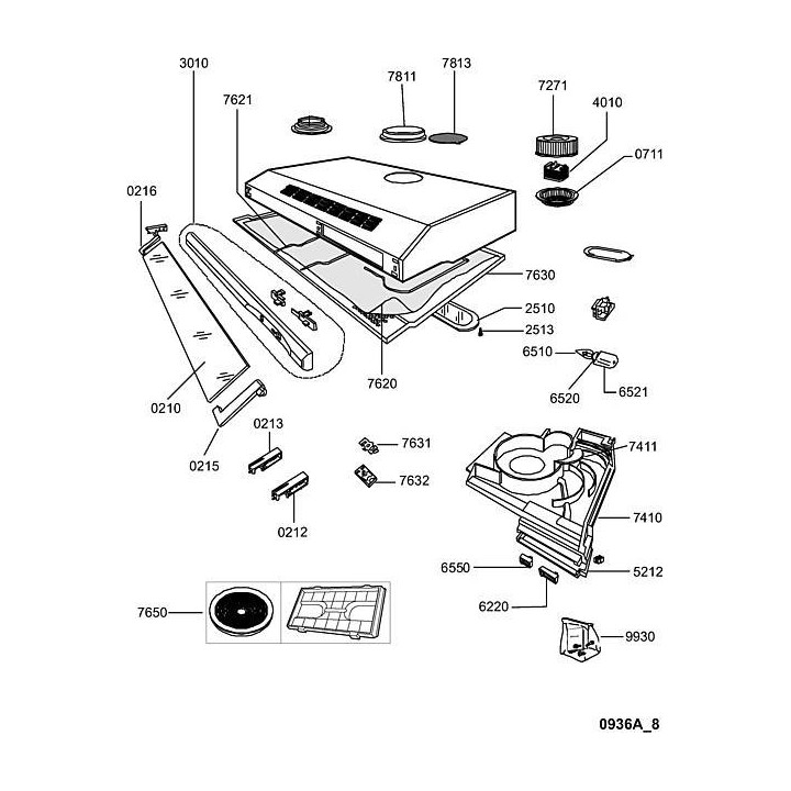 Κάλυμμα φωτός απορροφητήρα WHIRPOOL original WHIRLPOOL APORK0001