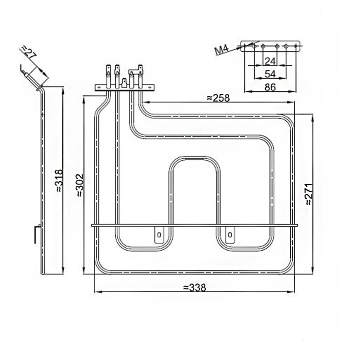 Αντίσταση με γκριλ άνω φούρνου κουζίνας ESKIMO/CONTI/BEKO BEKO APM0009