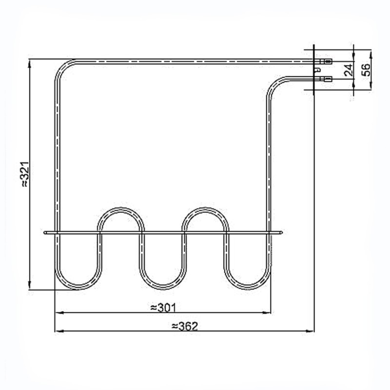 Αντίσταση (1200watt, 220volt) κάτω φούρνου κουζίνας AEG/ZANUSSI AEG AKM0016