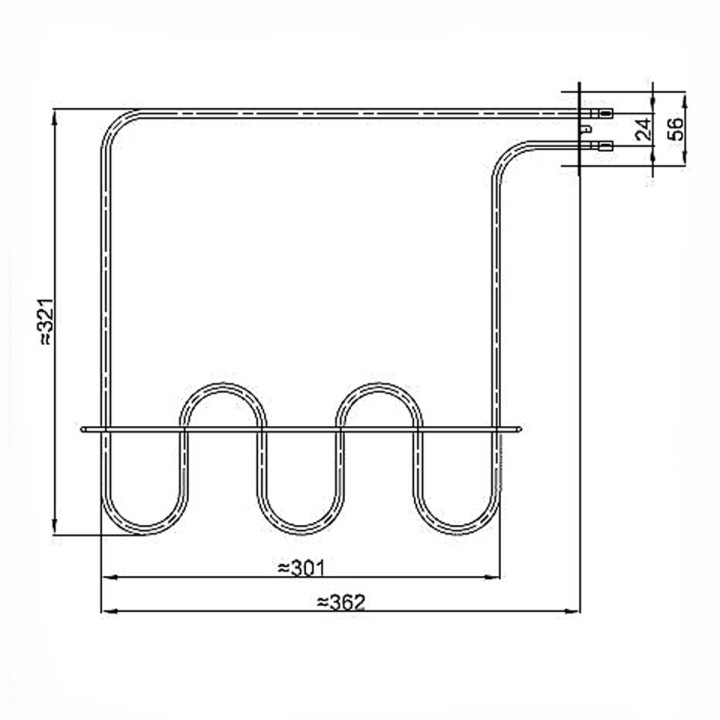 Αντίσταση (1200watt, 220volt) κάτω φούρνου κουζίνας AEG/ZANUSSI AEG AKM0016