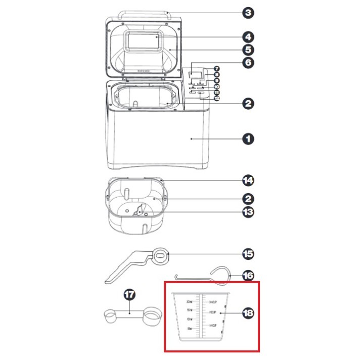 Δοχείο δοσομετρητή αρτοπαρασκευαστή IZZY/PYREX original IZZY ARKOUP0001