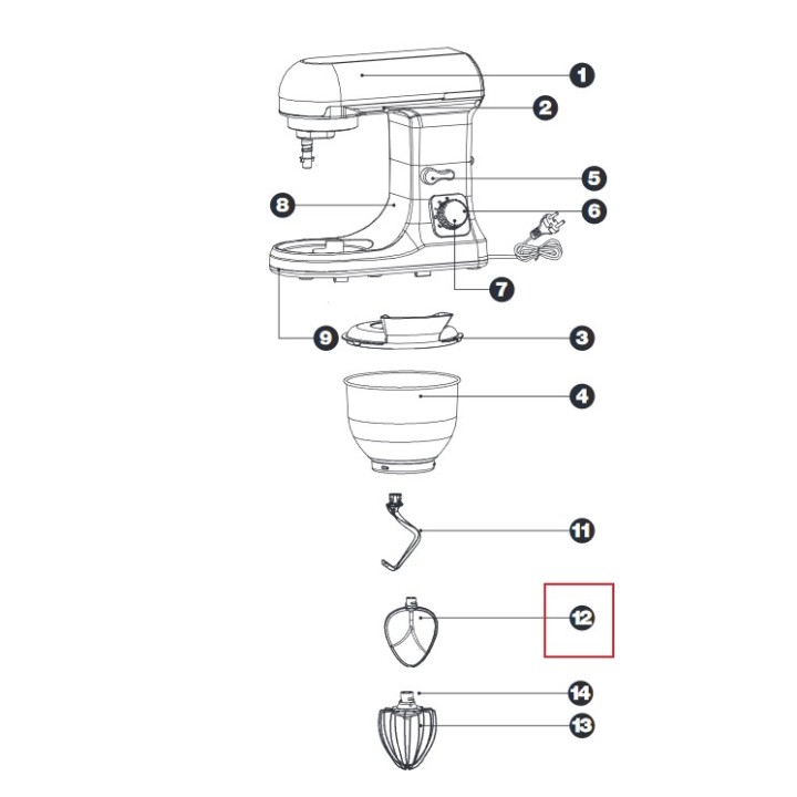 Αναδευτήρας φτερό ζυμώματος κουζινομηχανής PYREX/IZZY original
