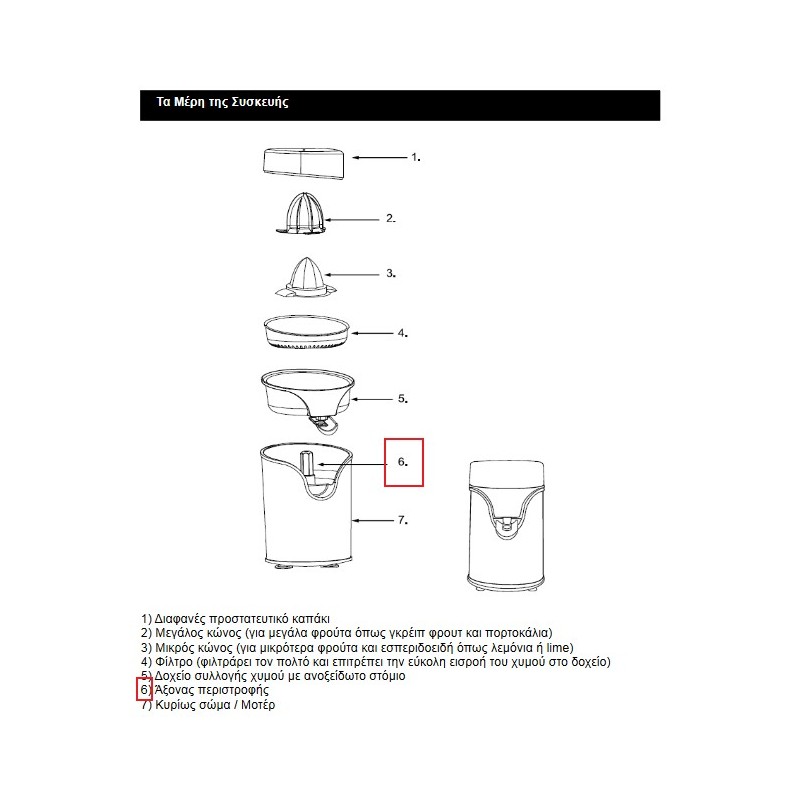 Άξονας περιστροφής (πέιρος) λεμονοστίφτη IZZY original IZZY LEKN0020
