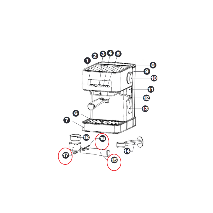 Λαβή καφετιέρας εσπρέσσο χωρίς φίλτρο IZZY original IZZY KGROUP0002