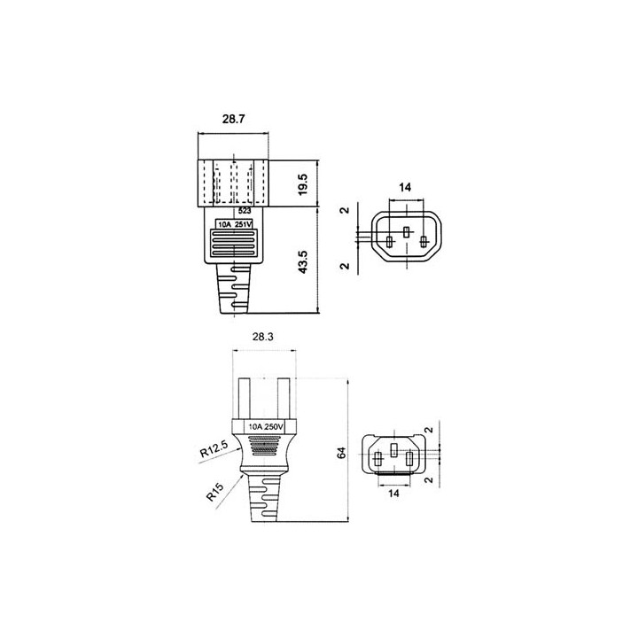 Καλώδιο προέκτασης τροφοδοσίας υπολογιστή αρσενικό θηλυκό