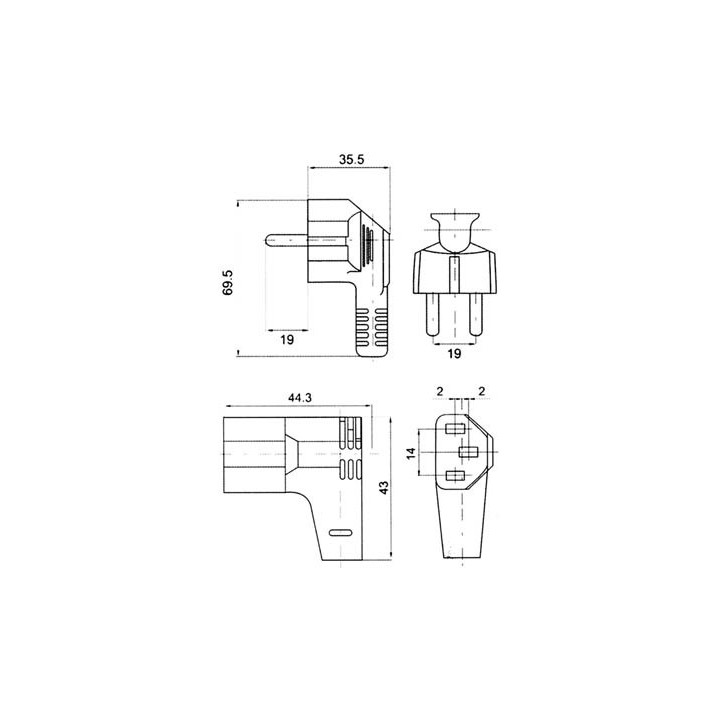 Καλώδιο τροφοδοσίας υπολογιστή υπό γωνία ΓΕΝΙΚΗΣ ΧΡΗΣΗΣ