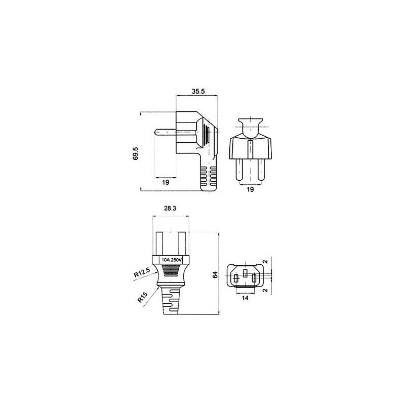 Καλώδιο τροφοδοσίας υπολογιστή ευθεία ΓΕΝΙΚΗΣ ΧΡΗΣΗΣ