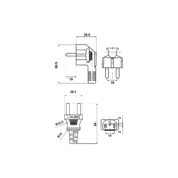 Καλώδιο τροφοδοσίας υπολογιστή ευθεία ΓΕΝΙΚΗΣ ΧΡΗΣΗΣ