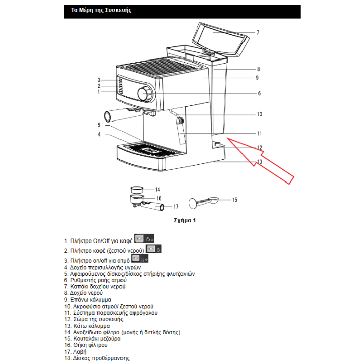 Φλάντζα δοχείου νερού μηχανής espresso BARISTA IZZY original IZZY KAFFL0020